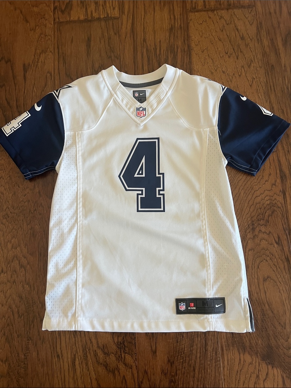Nike White & Navy Dallas Cowboys #4 Prescott Football Jersey